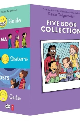 Cover of Raina Telgemeier Five Book Collection: Smile, Drama, Sisters, Ghosts, Guts