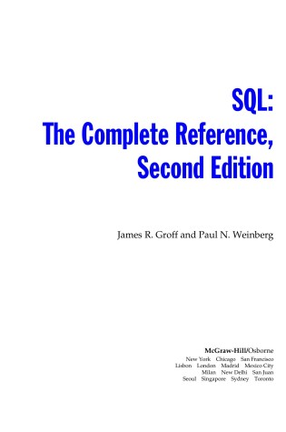 Cover of SQL: The Complete Reference, Second Edition