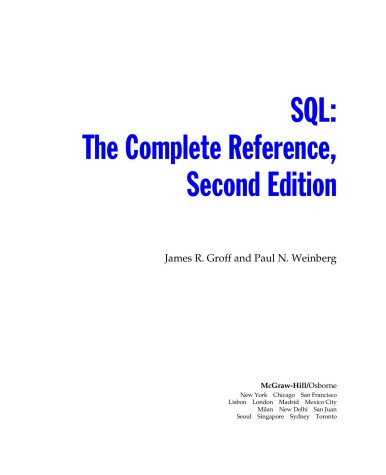 Cover of SQL: The Complete Reference, Second Edition