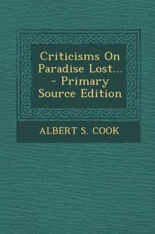 Cover of Criticisms on Paradise Lost...