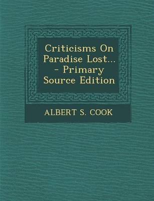 Book cover for Criticisms on Paradise Lost...