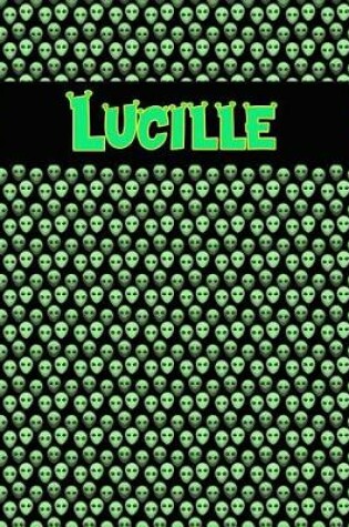 Cover of 120 Page Handwriting Practice Book with Green Alien Cover Lucille