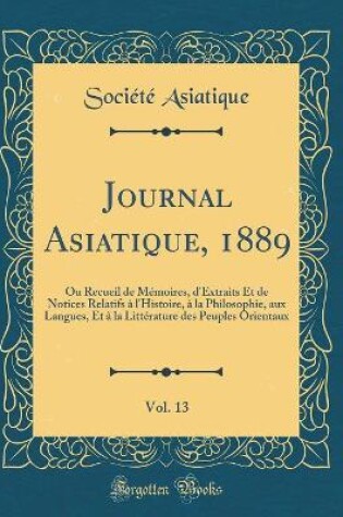 Cover of Journal Asiatique, 1889, Vol. 13