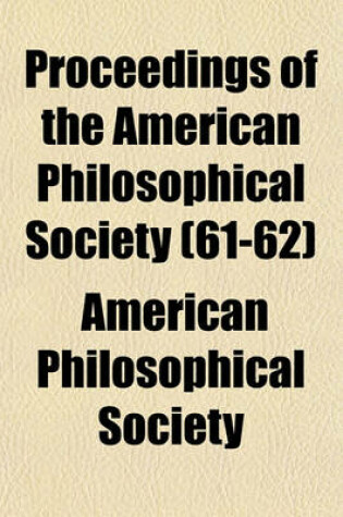 Cover of Proceedings of the American Philosophical Society Volume 40