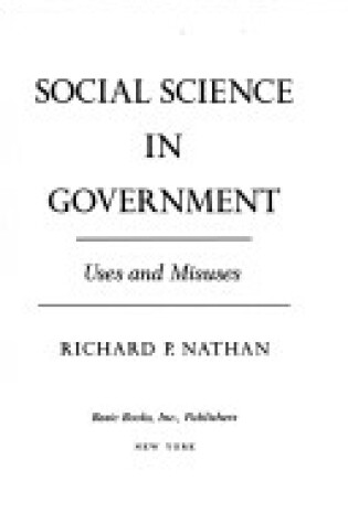 Cover of Social Science in Government