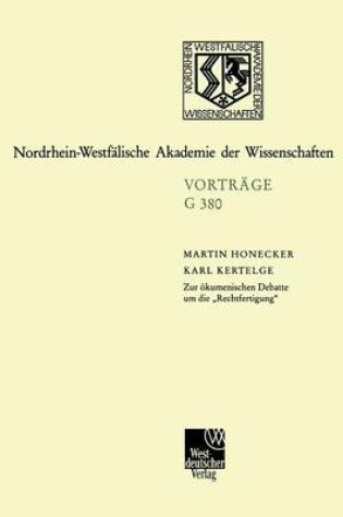 Cover of Zur OEkumenischen Debatte Um Die "rechtfertigung"