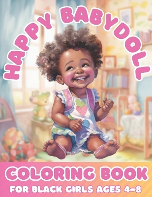 Book cover for Happy Baby Doll Coloring Book For Black Girls Age 4 - 8