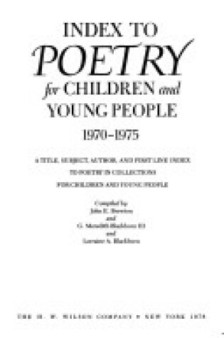 Cover of Index to Poetry for Children and Young People, 1970-1975