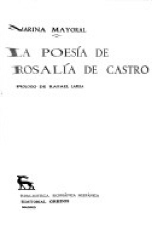 Cover of La Poesia de Rosalia de Castro