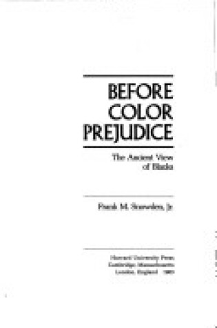 Cover of Before Colour Prejudice