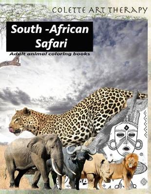 Book cover for Adult animal coloring books South African SAFARI