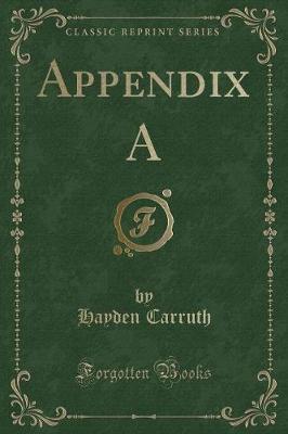 Book cover for Appendix a (Classic Reprint)