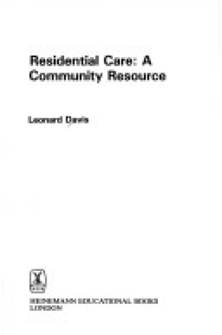 Cover of Residential Care