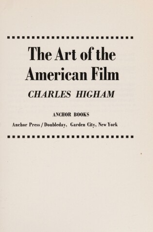 Cover of The Art of the American Film