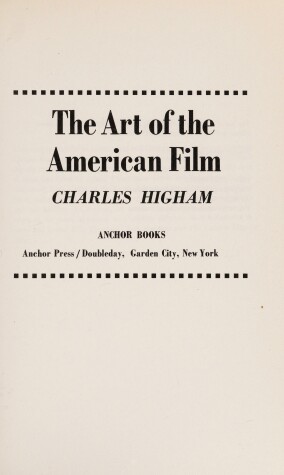 Book cover for The Art of the American Film