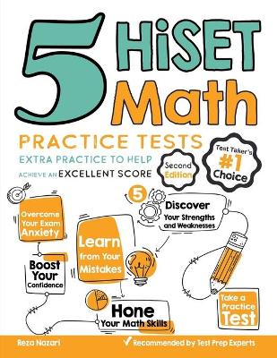 Book cover for 5 HiSET Math Practice Tests