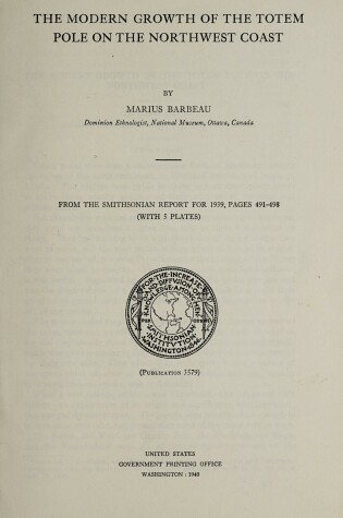 Cover of Modern Growth of the Totem Pole on the Northwest Coast