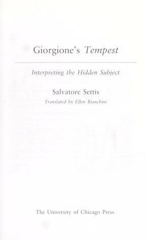 Book cover for Settis: Giorgione'S Tempest (Cloth)