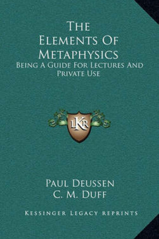 Cover of The Elements of Metaphysics