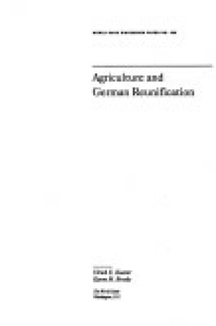 Cover of Agriculture and German Reunification