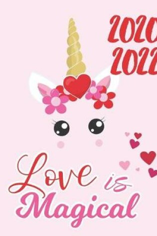 Cover of 2020-2022 Three 3 Year Planner Valentine Unicorn Monthly Calendar Gratitude Agenda Schedule Organizer
