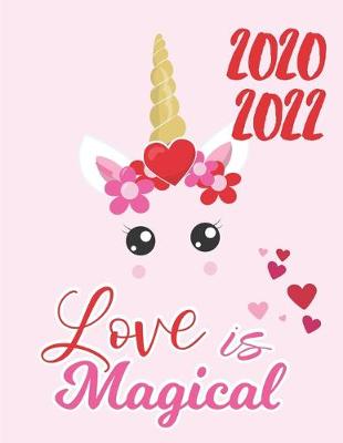 Book cover for 2020-2022 Three 3 Year Planner Valentine Unicorn Monthly Calendar Gratitude Agenda Schedule Organizer
