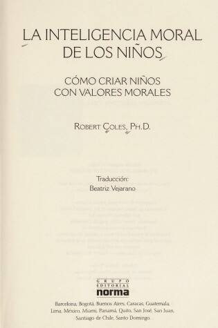 Cover of La Inteligencia Moral de Los Nios