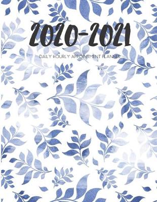 Book cover for Daily Planner 2020-2021 Blue Leaves 15 Months Gratitude Hourly Appointment Calendar