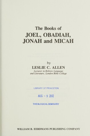 Cover of Books of Joel, Obadiah, Jonah and Micah