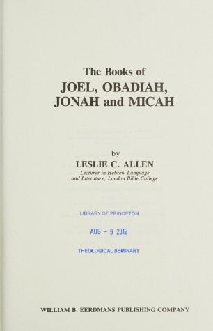 Book cover for Books of Joel, Obadiah, Jonah and Micah