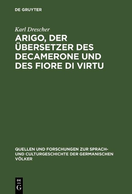 Cover of Arigo, Der UEbersetzer Des Decamerone Und Des Fiore Di Virtu