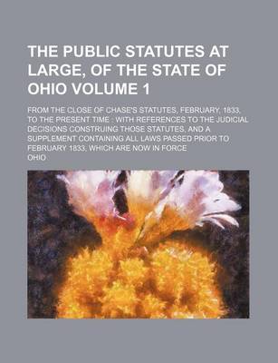 Book cover for The Public Statutes at Large, of the State of Ohio Volume 1; From the Close of Chase's Statutes, February, 1833, to the Present Time with References to the Judicial Decisions Construing Those Statutes, and a Supplement Containing All Laws Passed Prior to