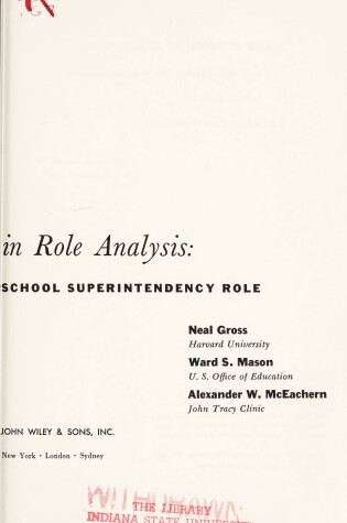 Cover of Explorations in Role Analysis