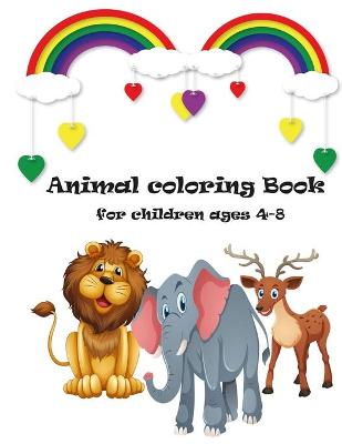 Book cover for animal coloring book for children ages 4-8