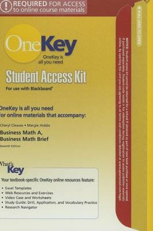 Cover of OneKey Blackboard, Student Access Kit, Business Math, Complete w/CD Study Guide PH Math Tutor Package