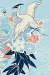 Book cover for Journal (Japanese Crane and Flowers Illustration, Baby Blue Background)