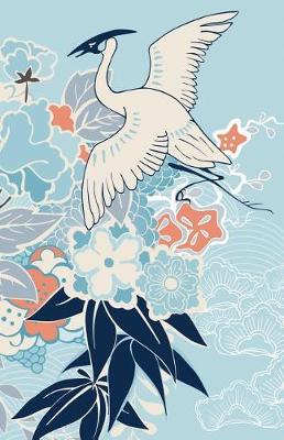 Book cover for Journal (Japanese Crane and Flowers Illustration, Baby Blue Background)