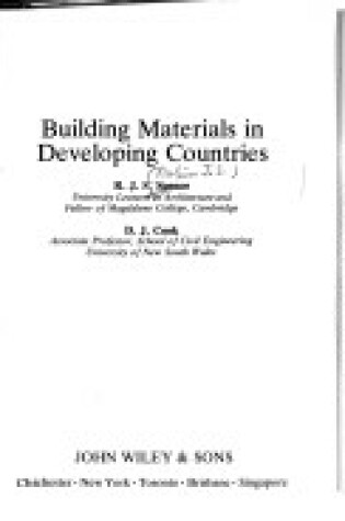Cover of Building Materials in Developing Countries