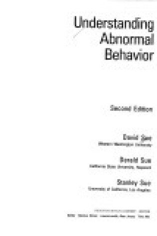 Cover of Understanding Abnormal Behaviour