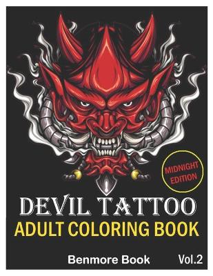 Book cover for Devil Tattoo Adult Coloring Book Midnight Edition