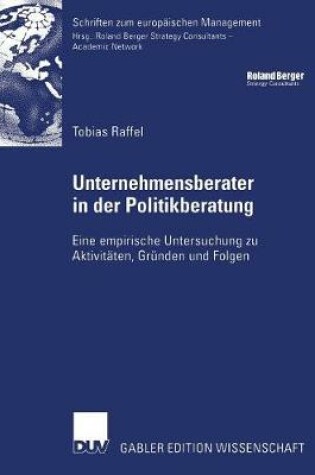 Cover of Unternehmensberater in Der Politikberatung