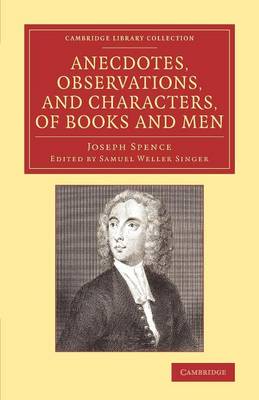 Book cover for Anecdotes, Observations, and Characters, of Books and Men