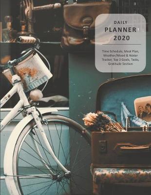 Book cover for Daily Planner 2020 Time Schedule, Meal Plan, Weather / Mood & Water Tracker, Top 3 Goals, Tasks, Gratitude Section
