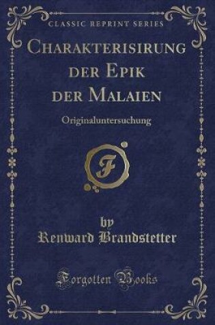 Cover of Charakterisirung Der Epik Der Malaien