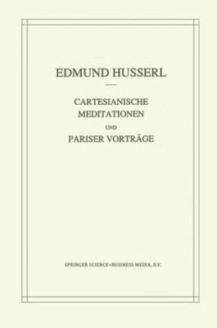 Cover of Cartesianische Meditationen Und Pariser Vortrage