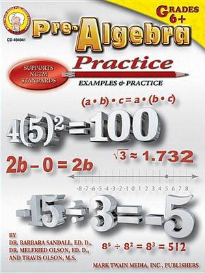 Book cover for Pre-Algebra Practice Book, Grades 6 - 8