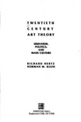 Cover of Twentieth Century Art Theory