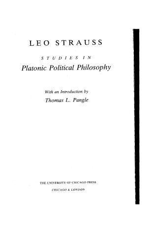 Cover of Studies in Platonic Political Philosophy