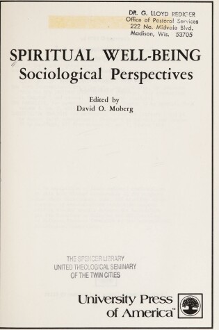 Cover of Spiritual Well Being