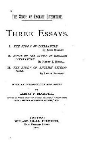 Cover of The Study of English Literature, Three Essays